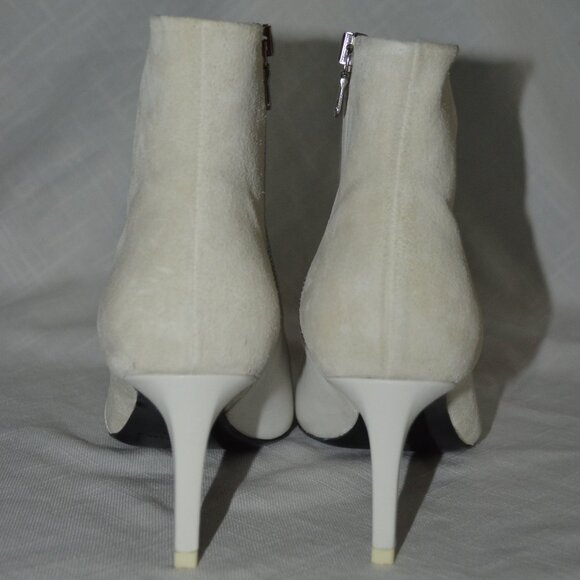 Sz 37.5 7 Rag & Bone Winter White Leather Suede 2.75" Heels Ankle Boots - Picture 6 of 7